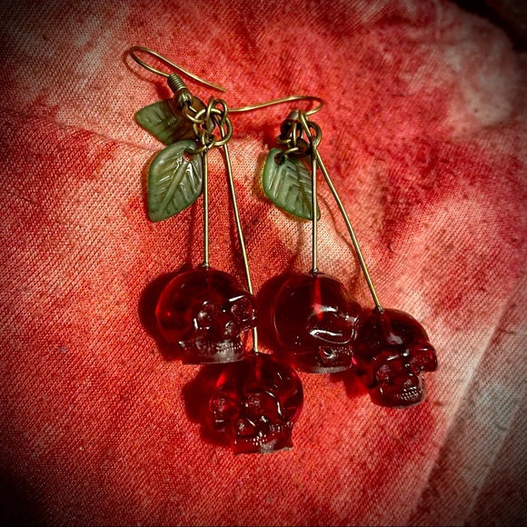 Handmade Jewelry - 💥2 for $20!!💥🍒💀🍒 Cherry “Skull” Earrings 🍒💀🍒